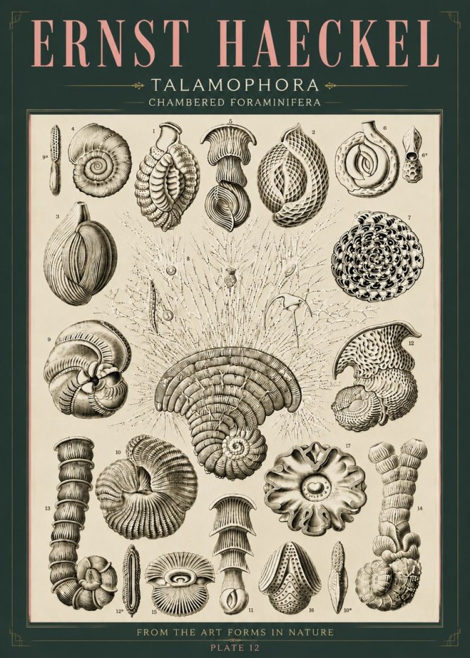 Ernst Haeckel Thalamophora – Foraminifera Plate 12 No6 - Poszter