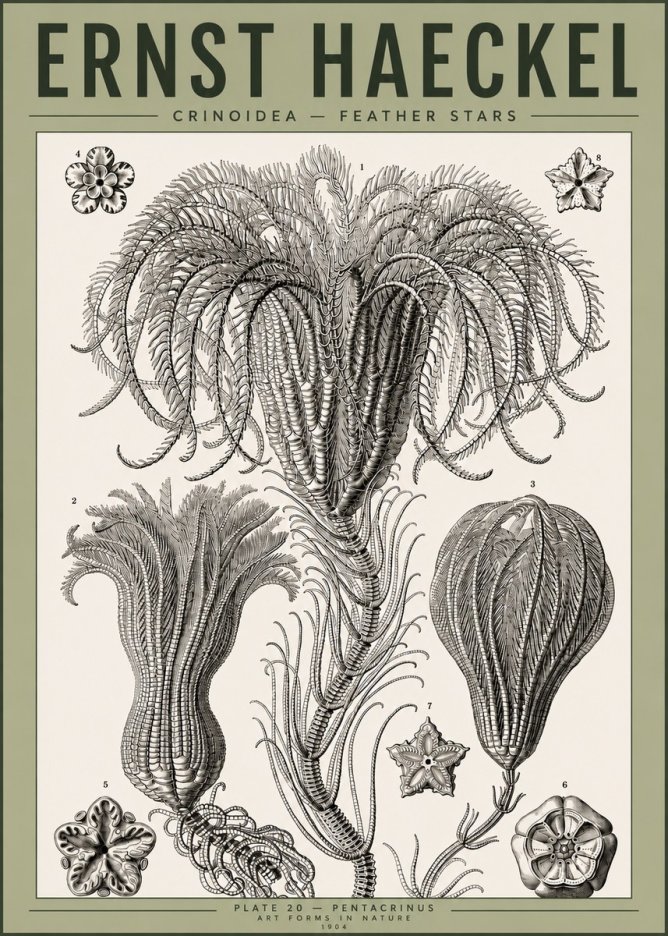 Ernst Haeckel Crinoidea - Palm Lilies No4 - Poszter
