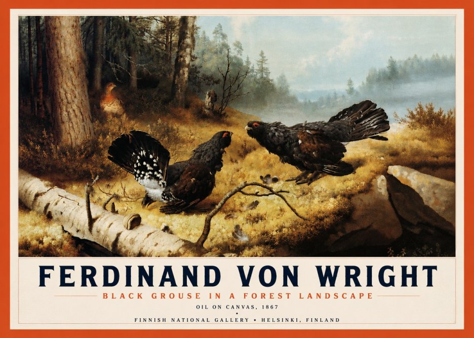 Ferdinand von Wright Black Grouse in a Forest Landscape No4 - Poszter