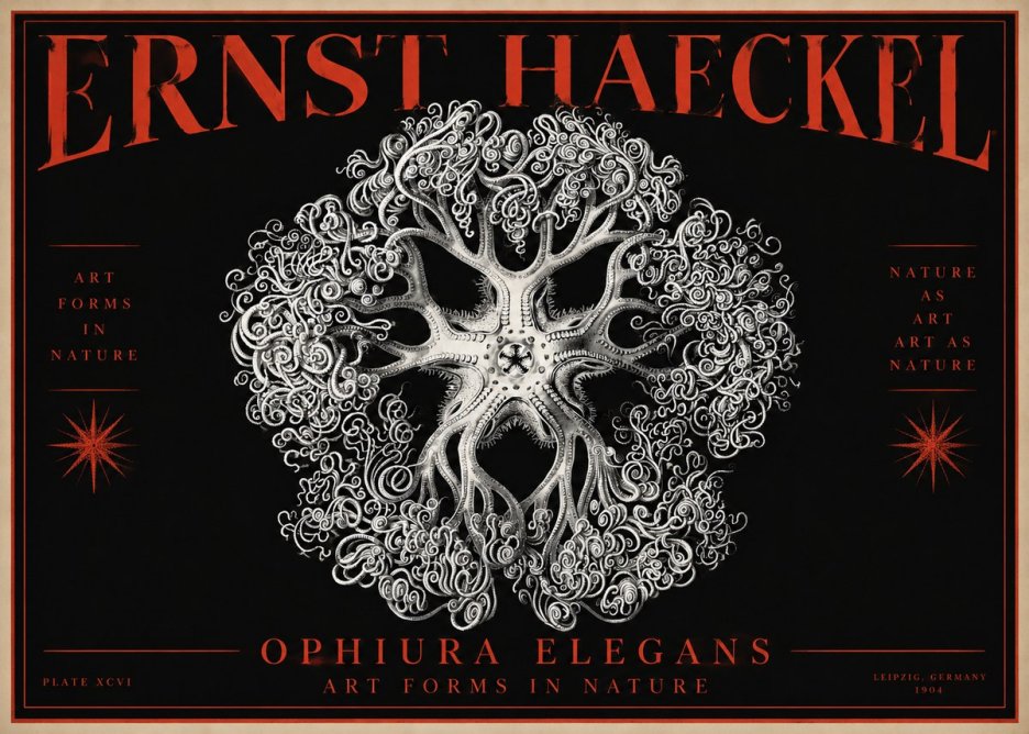 Ernst Haeckel Ophiuroidea Sea Tree - Deep Sea No4 - Poszter
