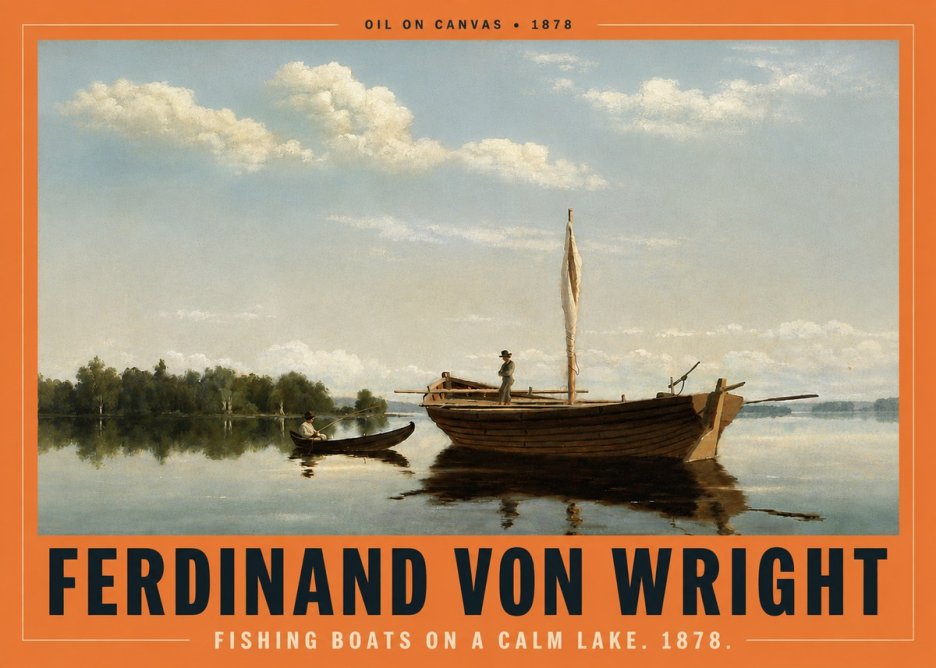 Ferdinand von Wright Fishing Boats on a Calm Lake. 1878. No4 - Poszter