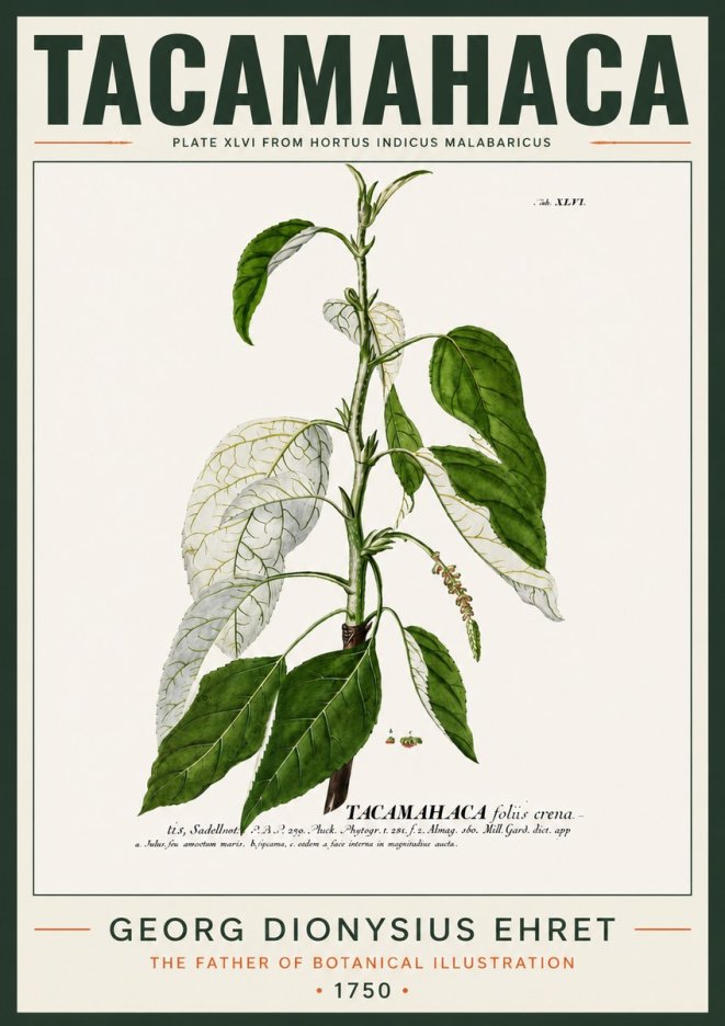 Georg Dionysius Ehret Tacamahaca (Saddlewood) No4 - Poszter