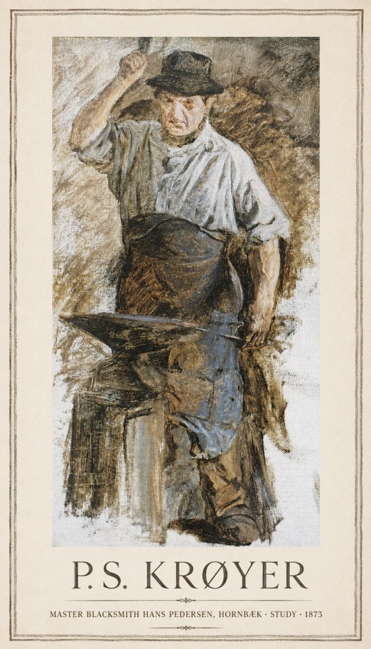 P.S. Krøyer Master Blacksmith Hans Pedersen, Hornbaek · Study · 1873 No1 - Poszter