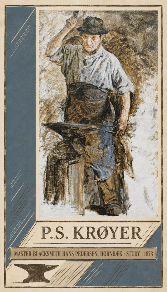 P.S. Krøyer Master Blacksmith Hans Pedersen, Hornbaek · Study · 1873 No3 - Poszter