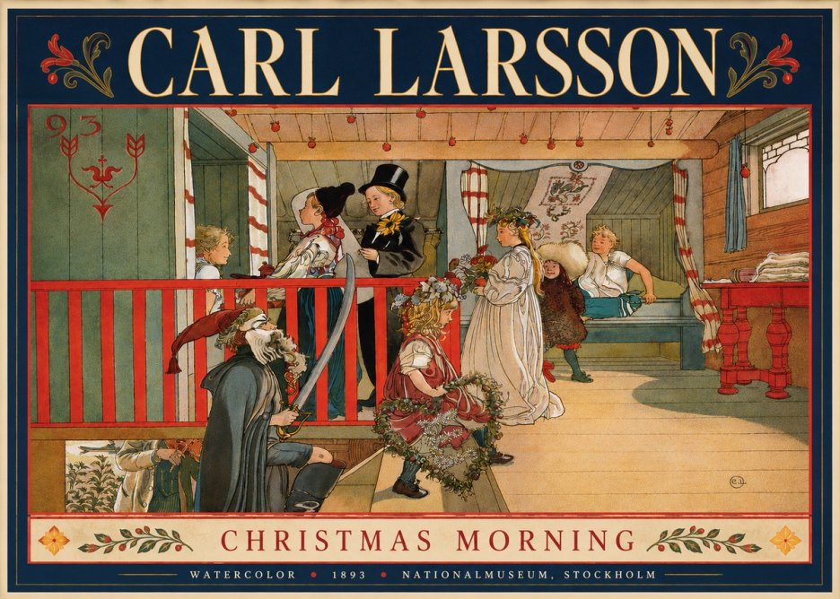 Carl Larsson Children Bringing Flowers No6 - Poszter