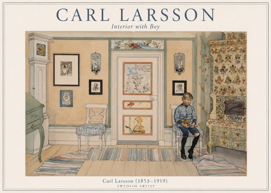 Carl Larsson Interior with Boy No1 - Poszter
