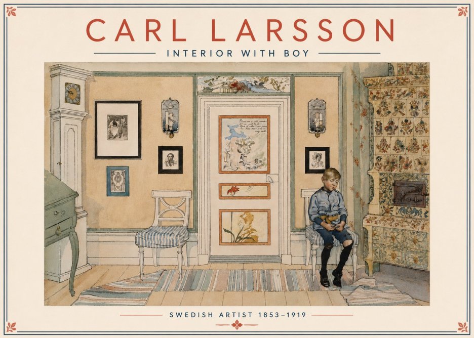 Carl Larsson Interior with Boy No5 - Poszter