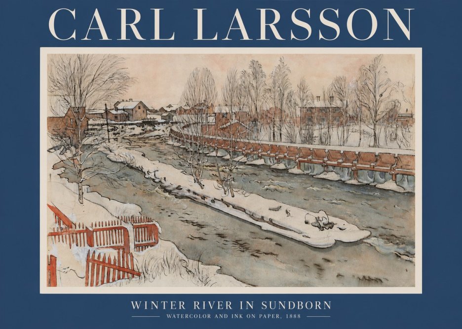 Carl Larsson Winter River in Sundborn No2 - Poszter