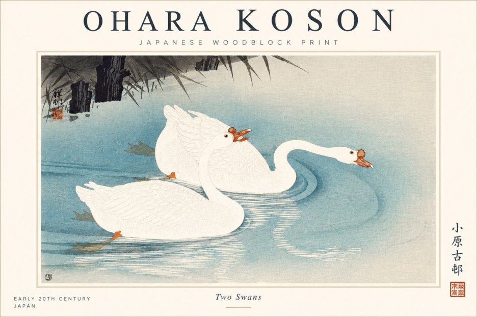 Ohara Koson Two Swans No1 - Poszter