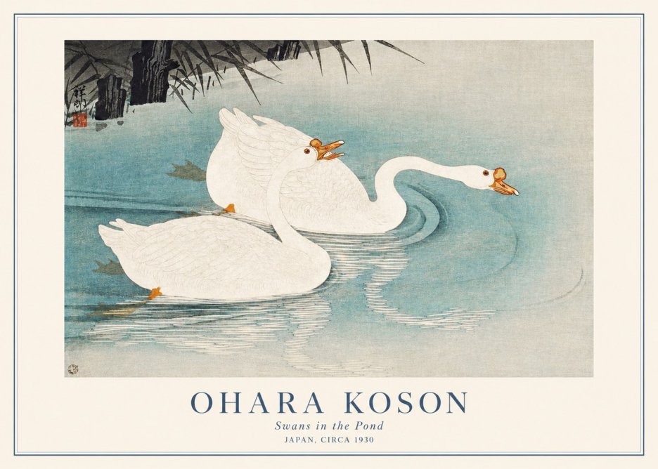 Ohara Koson Two Swans No2 - Poszter