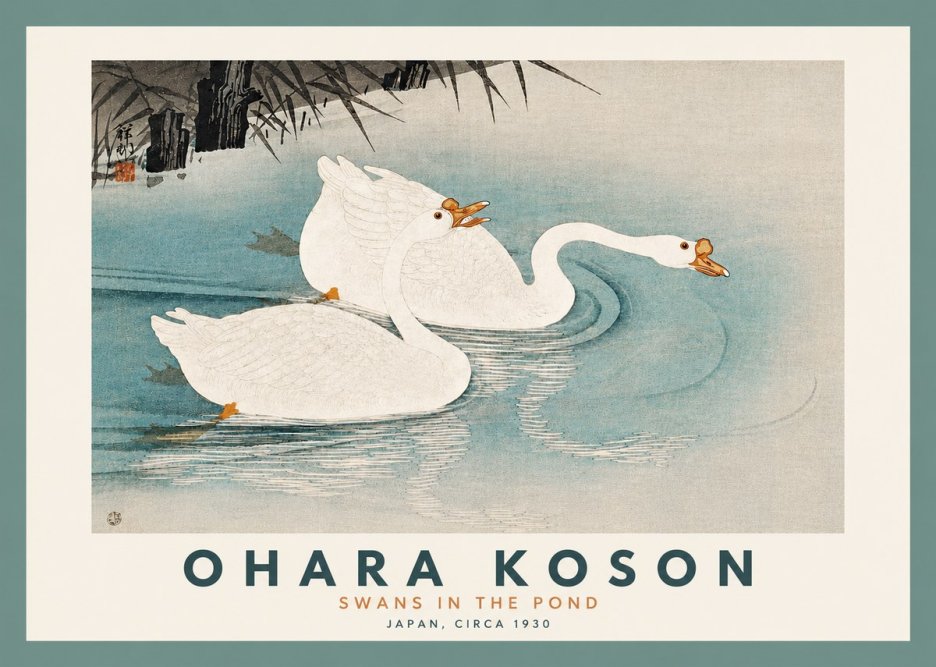 Ohara Koson Two Swans No5 - Poszter