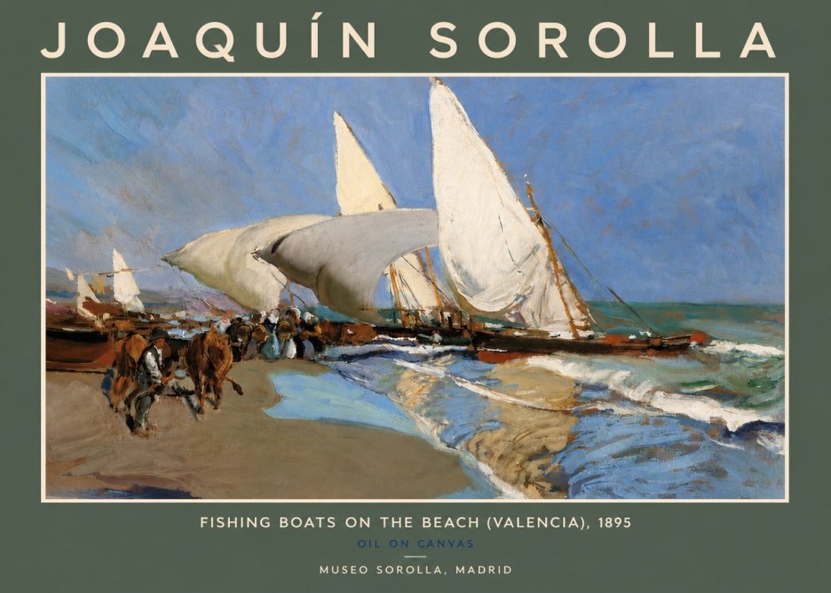 Sorolla Fishing Boats on the Beach (Valencia), 1895 No5 - Poszter