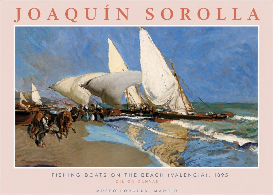 Sorolla Fishing Boats on the Beach (Valencia), 1895 No6 - Poszter