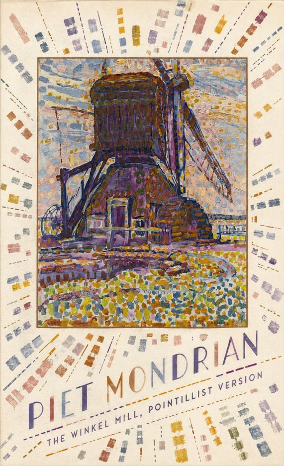Piet Mondrian The Winkel Mill, Pointillist Version No4 - Poszter