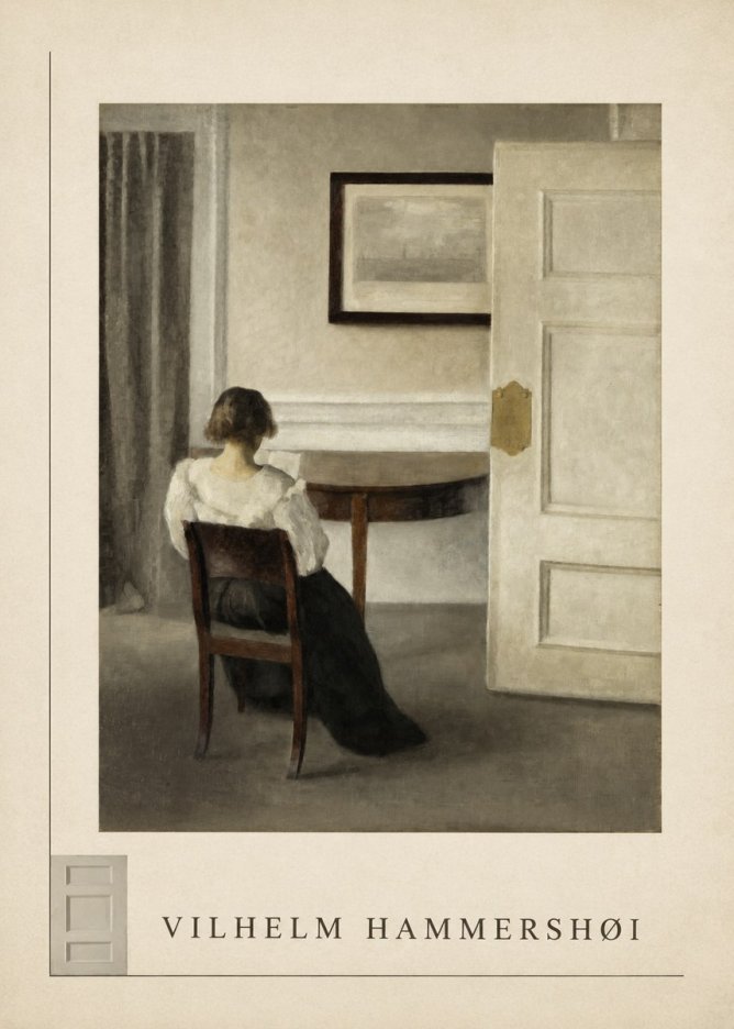 Vilhelm Hammershøi Interior with a Woman, Strandgade 30 No6 - Poszter