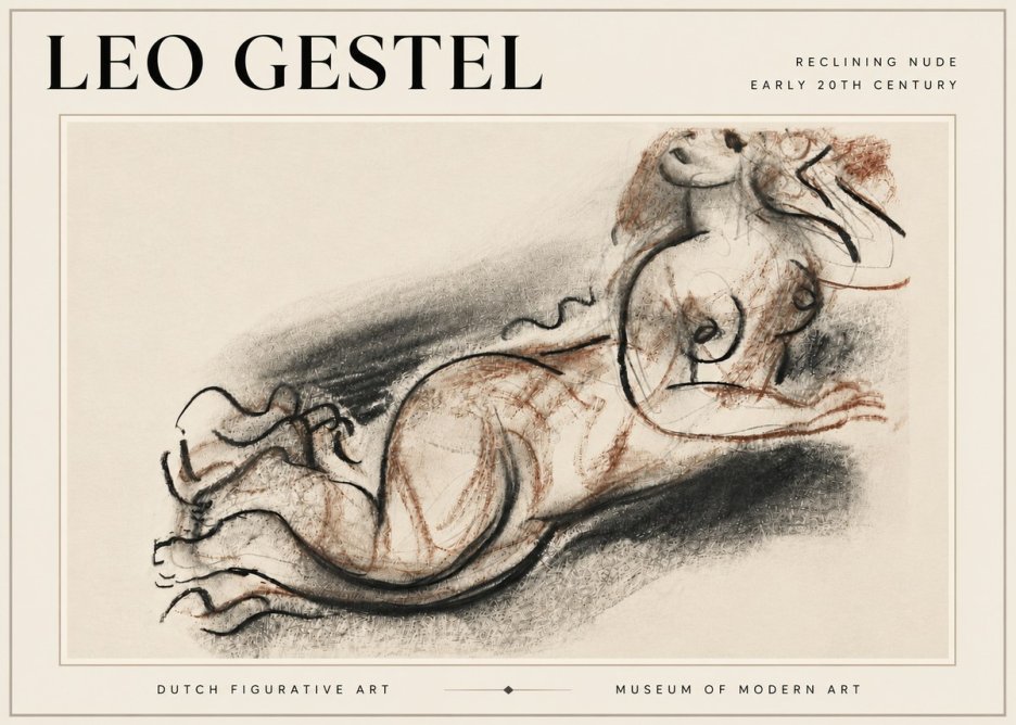 Leo Gestel Reclining Nude No6 - Poszter