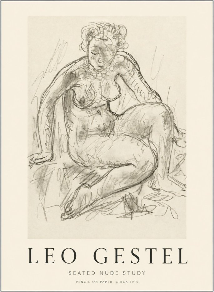 Leo Gestel Seated Nude Study No1 - Poszter
