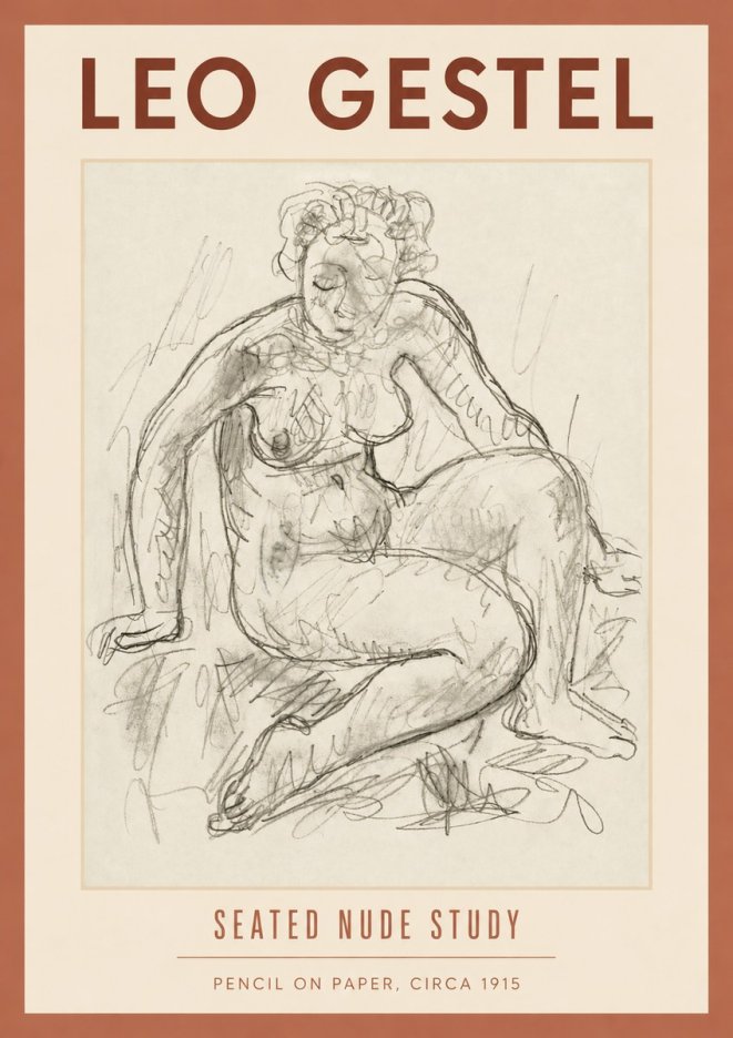 Leo Gestel Seated Nude Study No4 - Poszter