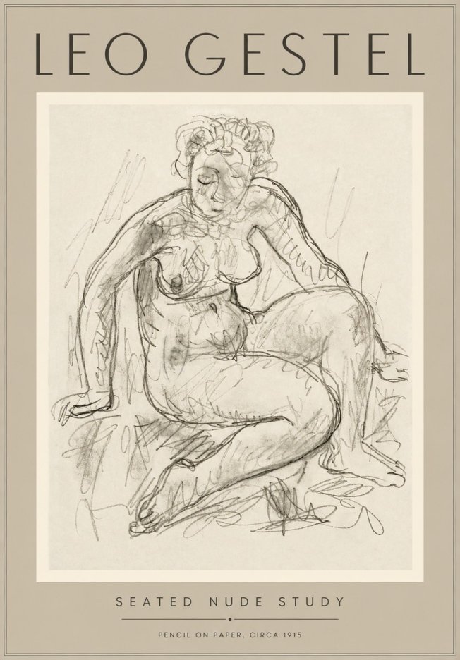 Leo Gestel Seated Nude Study No5 - Poszter