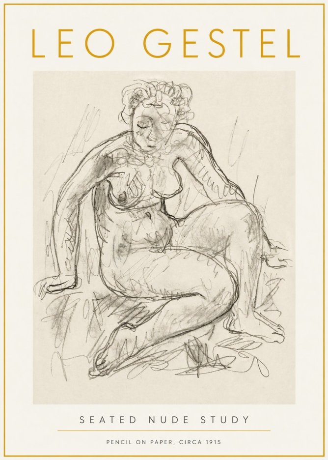 Leo Gestel Seated Nude Study No6 - Poszter