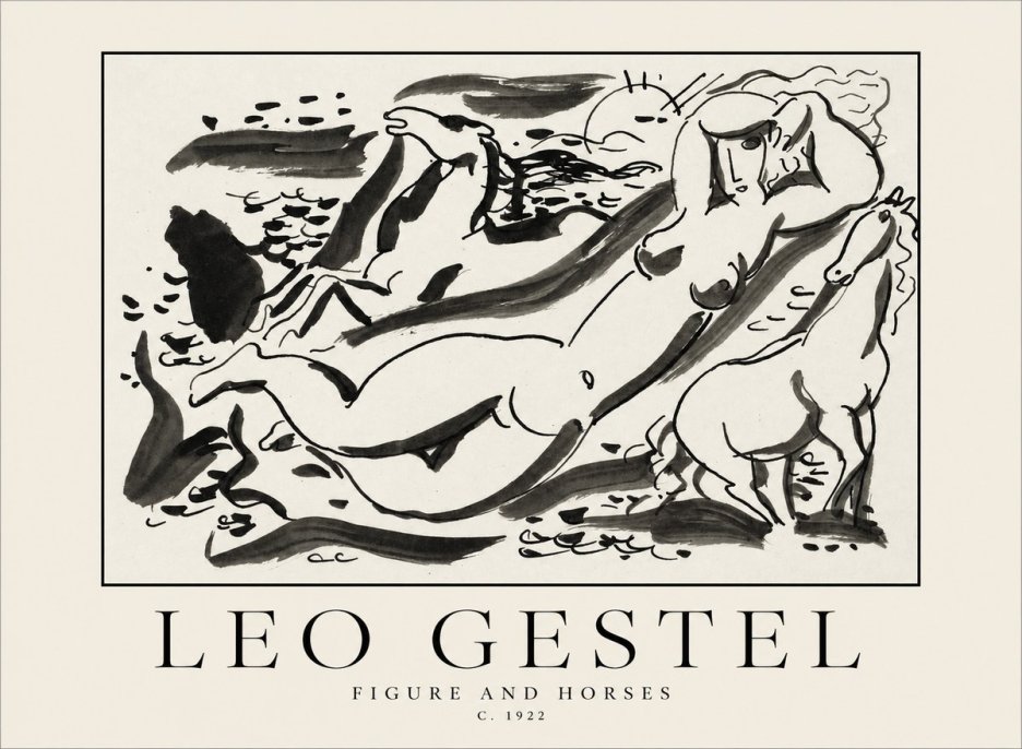 Leo Gestel Figure and Horses No1 - Poszter
