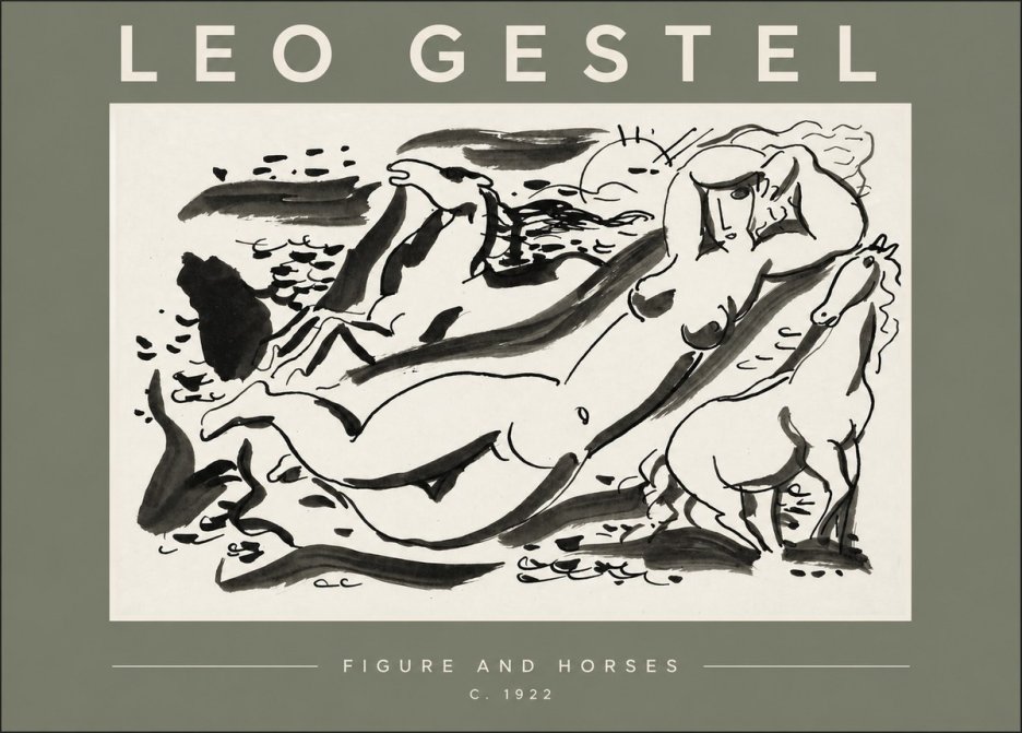 Leo Gestel Figure and Horses No3 - Poszter