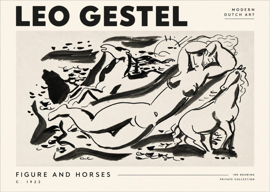 Leo Gestel Figure and Horses No4 - Poszter