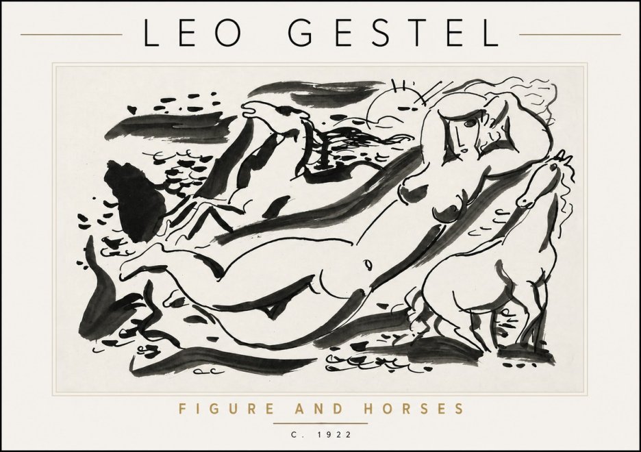 Leo Gestel Figure and Horses No6 - Poszter