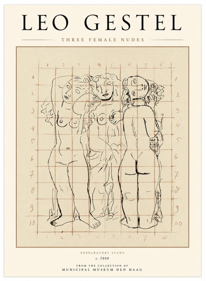 Leo Gestel Three Female Nudes No1 - Poszter