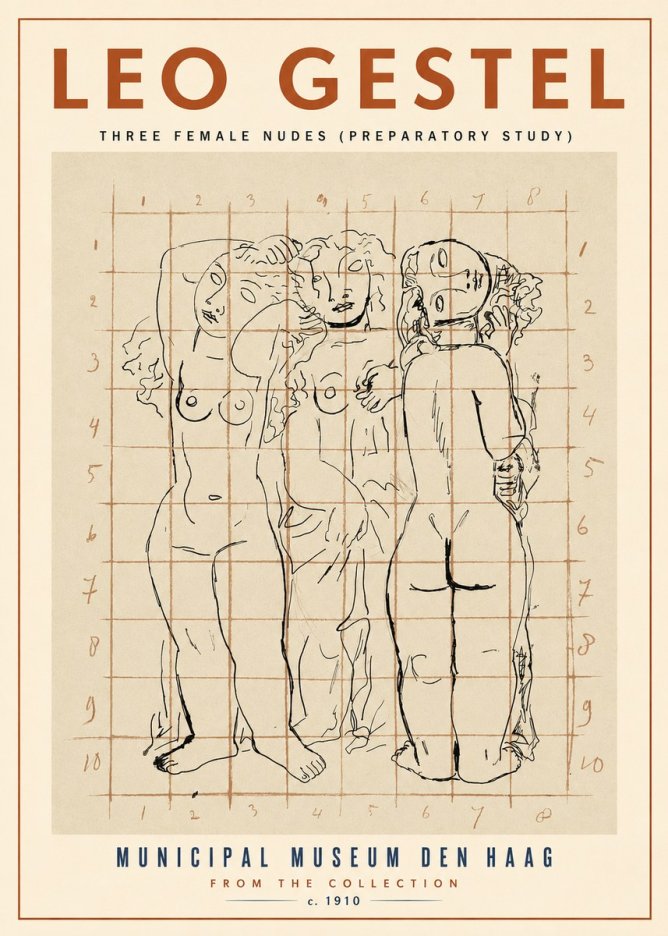 Leo Gestel Three Female Nudes No2 - Poszter
