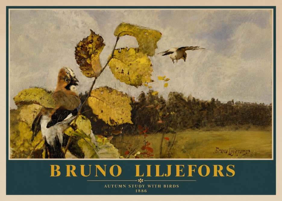 Bruno Liljefors Autumn Study with Birds No3 - Poszter