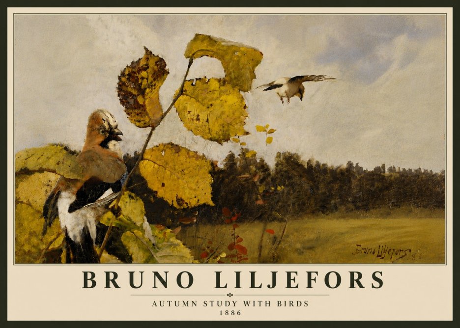 Bruno Liljefors Autumn Study with Birds No6 - Poszter