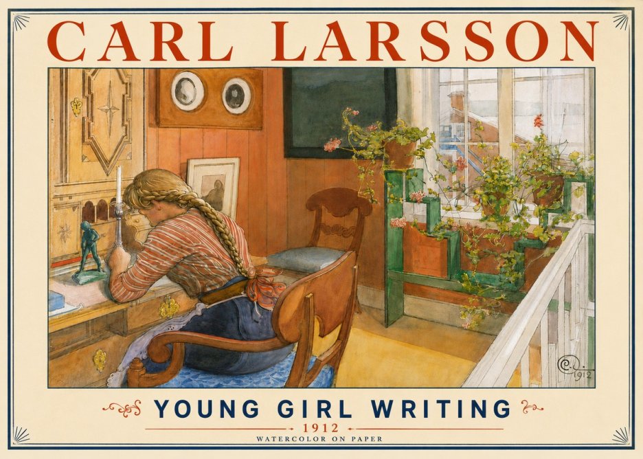 Carl Larsson Young Girl Writing No4 - Poszter