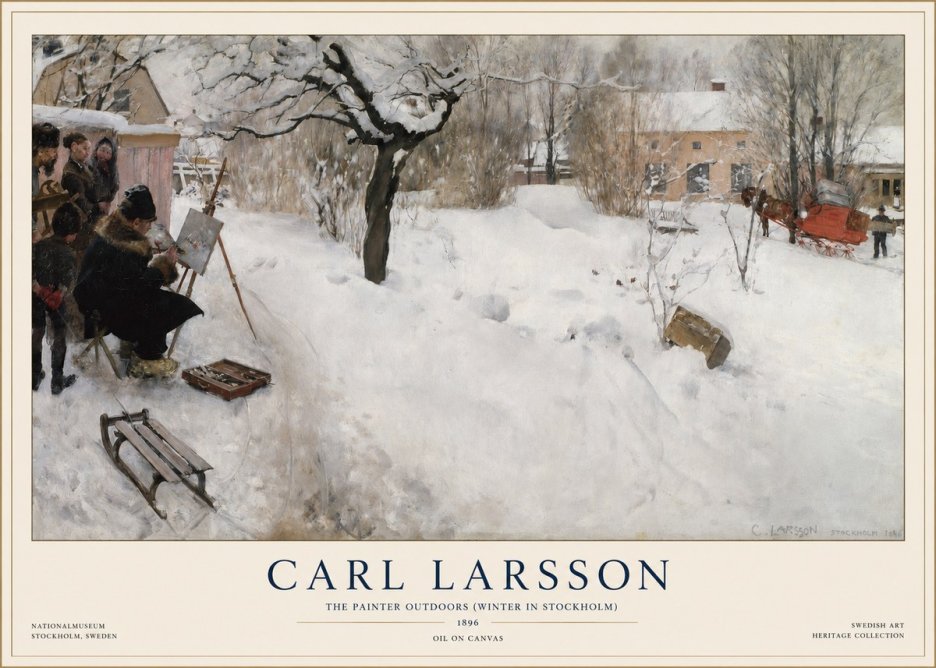 Carl Larsson The Painter Outdoors (Winter in Stockholm) No1 - Poszter