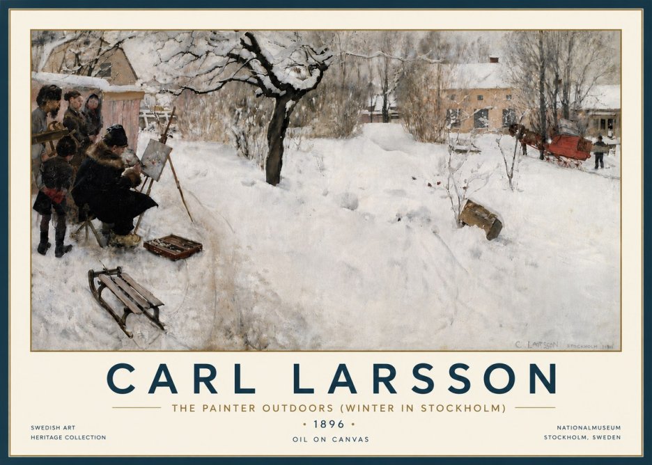 Carl Larsson The Painter Outdoors (Winter in Stockholm) No6 - Poszter