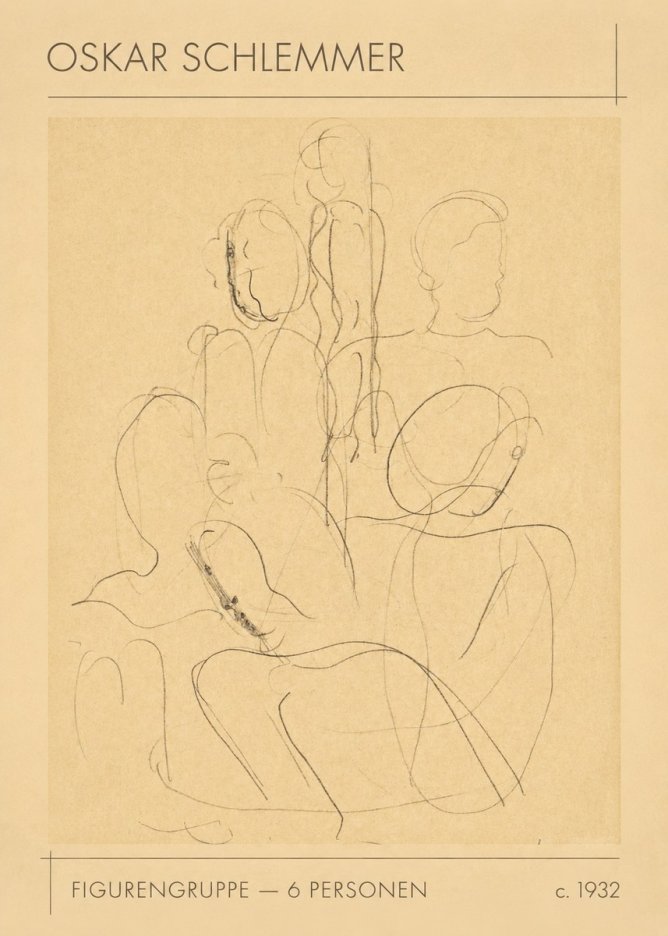 Oskar Schlemmer Figurengruppe - 6 Personen No1 - Poszter
