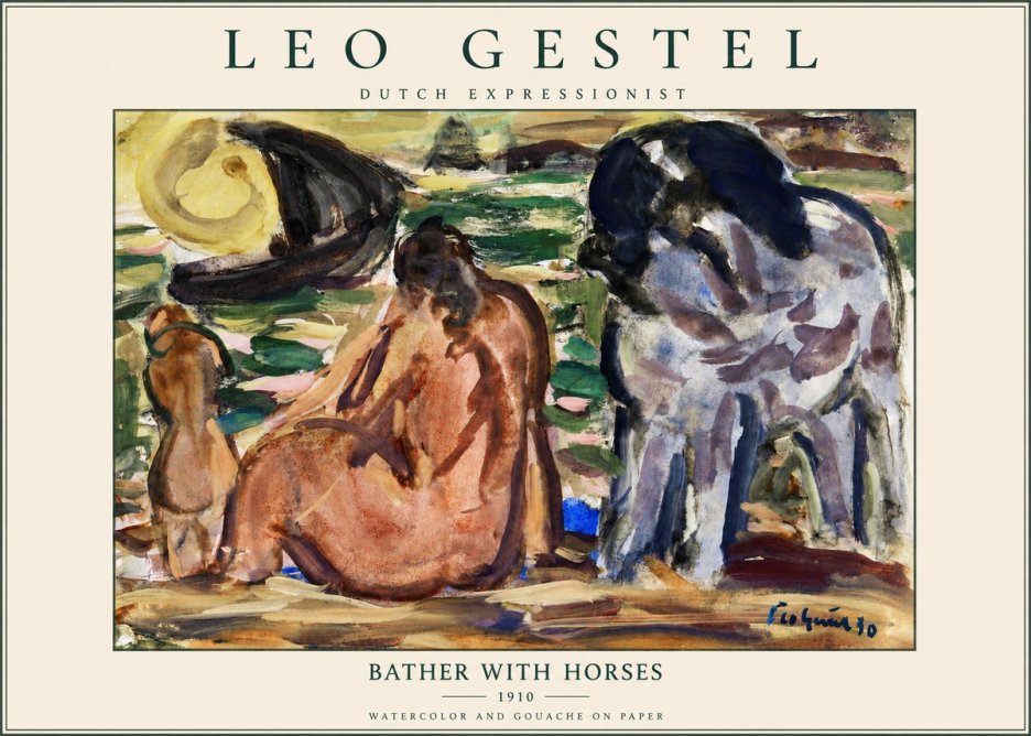 Leo Gestel Bather with Horses No3 - Poszter