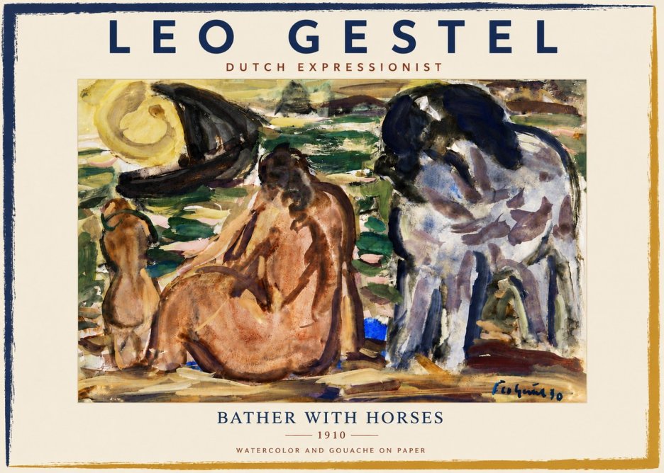 Leo Gestel Bather with Horses No6 - Poszter