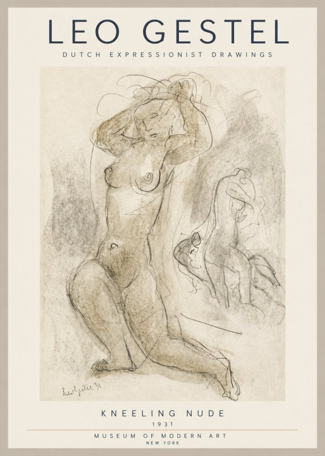 Leo Gestel Kneeling Nude No3 - Poszter