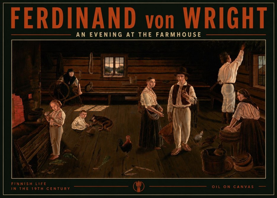 Ferdinand von Wright An Evening at the Farmhouse No5 - Poszter