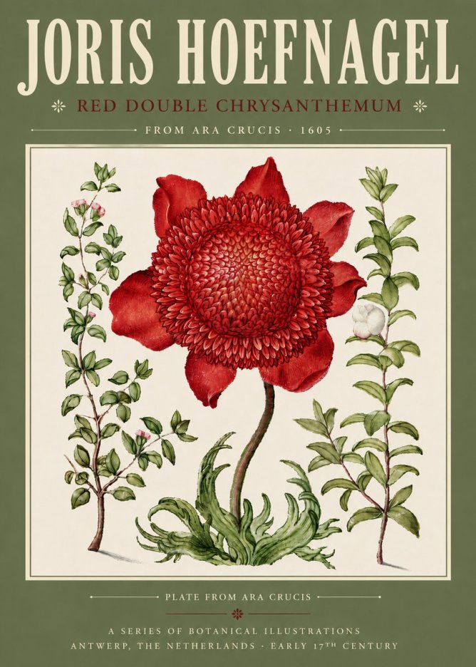 Joris Hoefnagel Red Double Chrysanthemum No4 - Poszter
