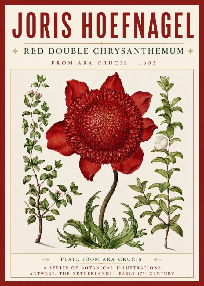 Joris Hoefnagel Red Double Chrysanthemum No5 - Poszter