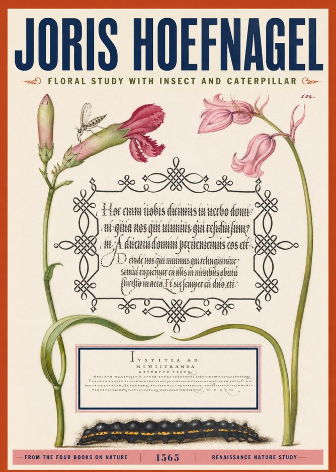 Joris Hoefnagel Floral Study with Insect and Caterpillar No2 - Poszter