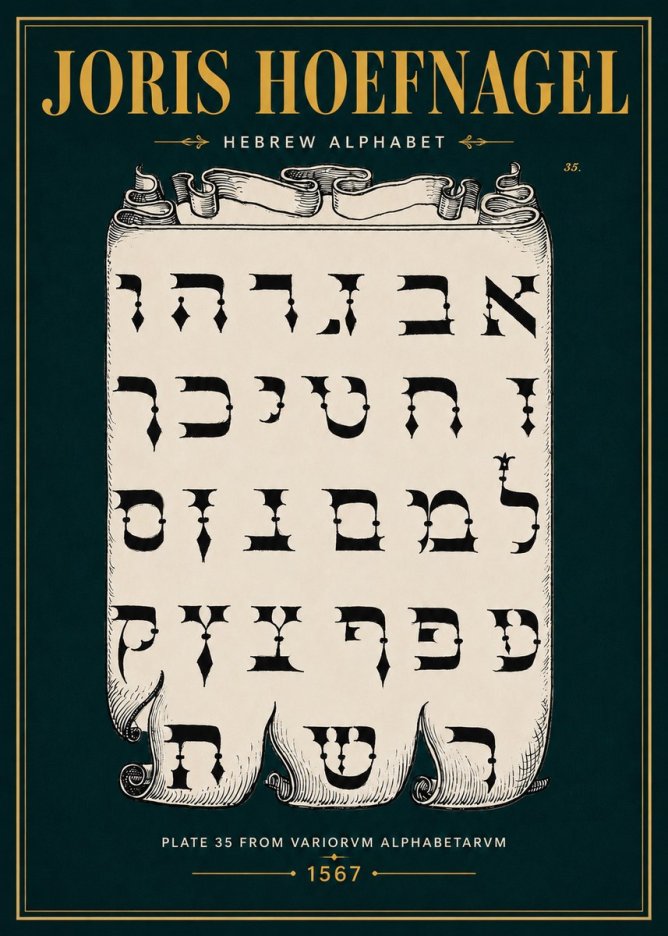 Joris Hoefnagel Hebrew Alphabet No4 - Poszter