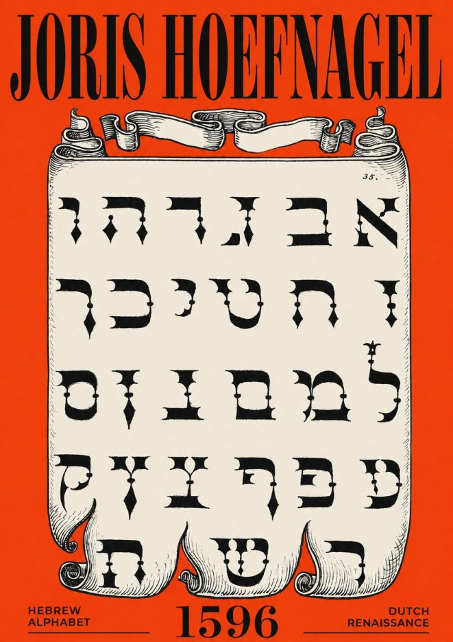 Joris Hoefnagel Hebrew Alphabet No6 - Poszter