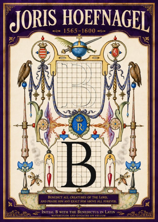 Joris Hoefnagel Initial B with the Benedictus in Latin No5 - Poszter