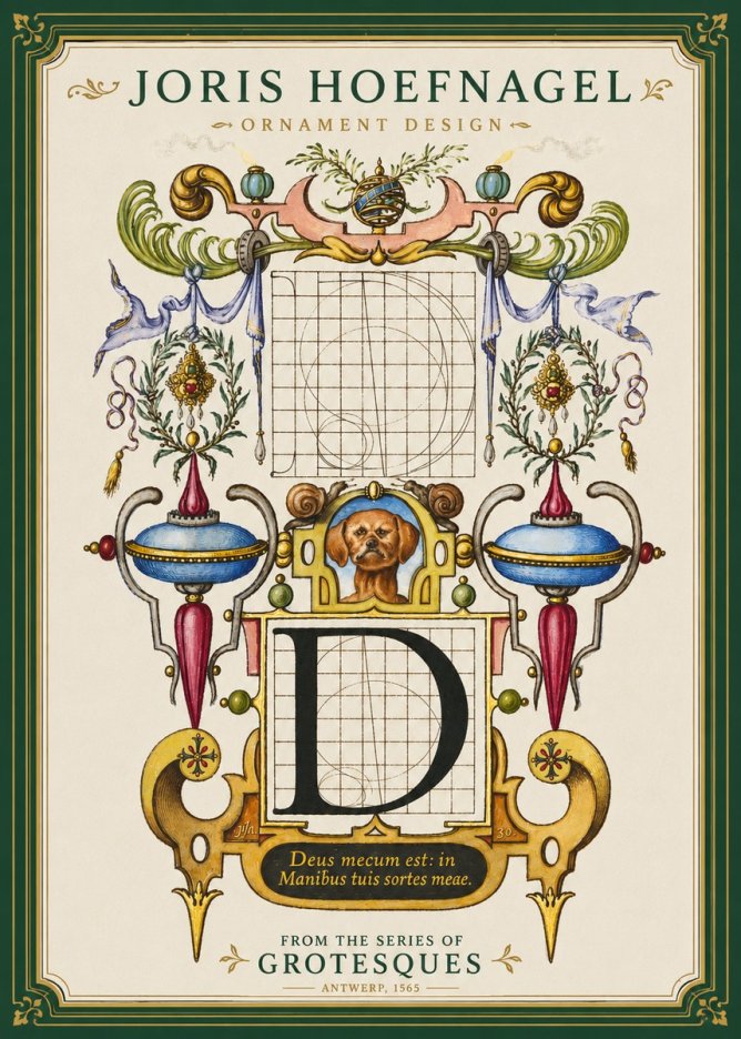 Joris Hoefnagel Illuminated Initial 'D' No4 - Poszter