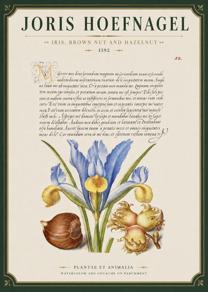 Joris Hoefnagel Iris, Brown Nut and Hazelnut No3 - Poszter