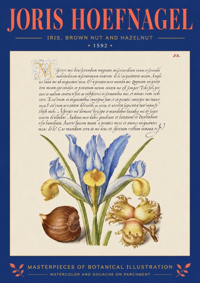 Joris Hoefnagel Iris, Brown Nut and Hazelnut No4 - Poszter