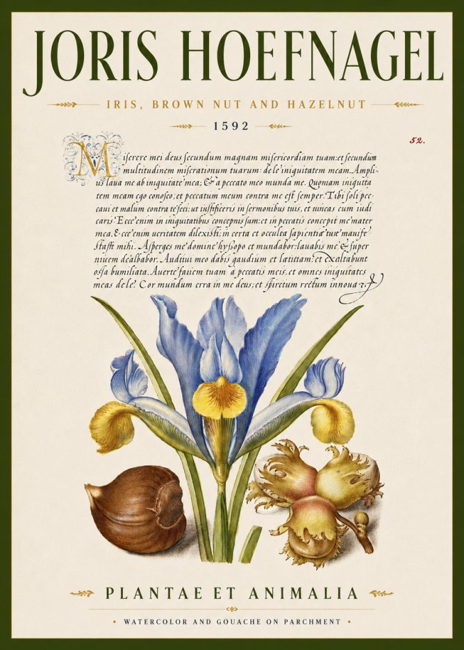 Joris Hoefnagel Iris, Brown Nut and Hazelnut No5 - Poszter
